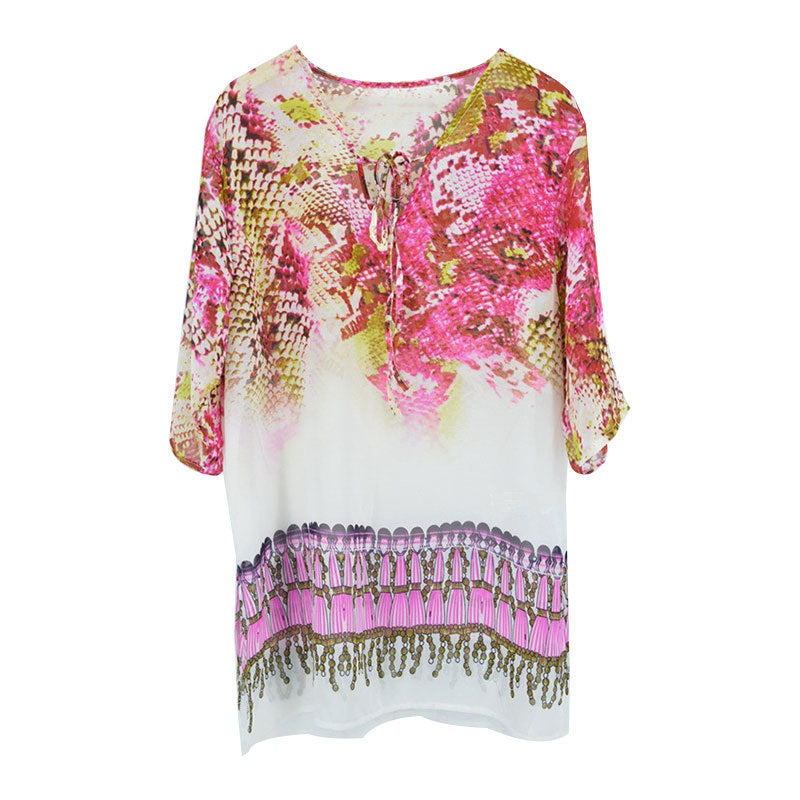 Santorini Printed Beach Cover-Up Dress