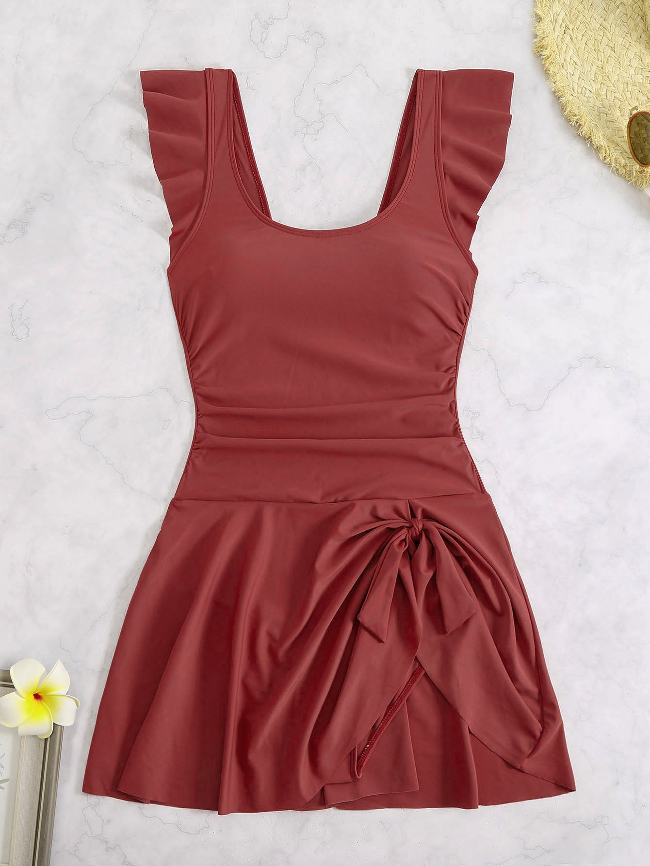 Coastal Charm Plus Size Ruffle Swim Dress