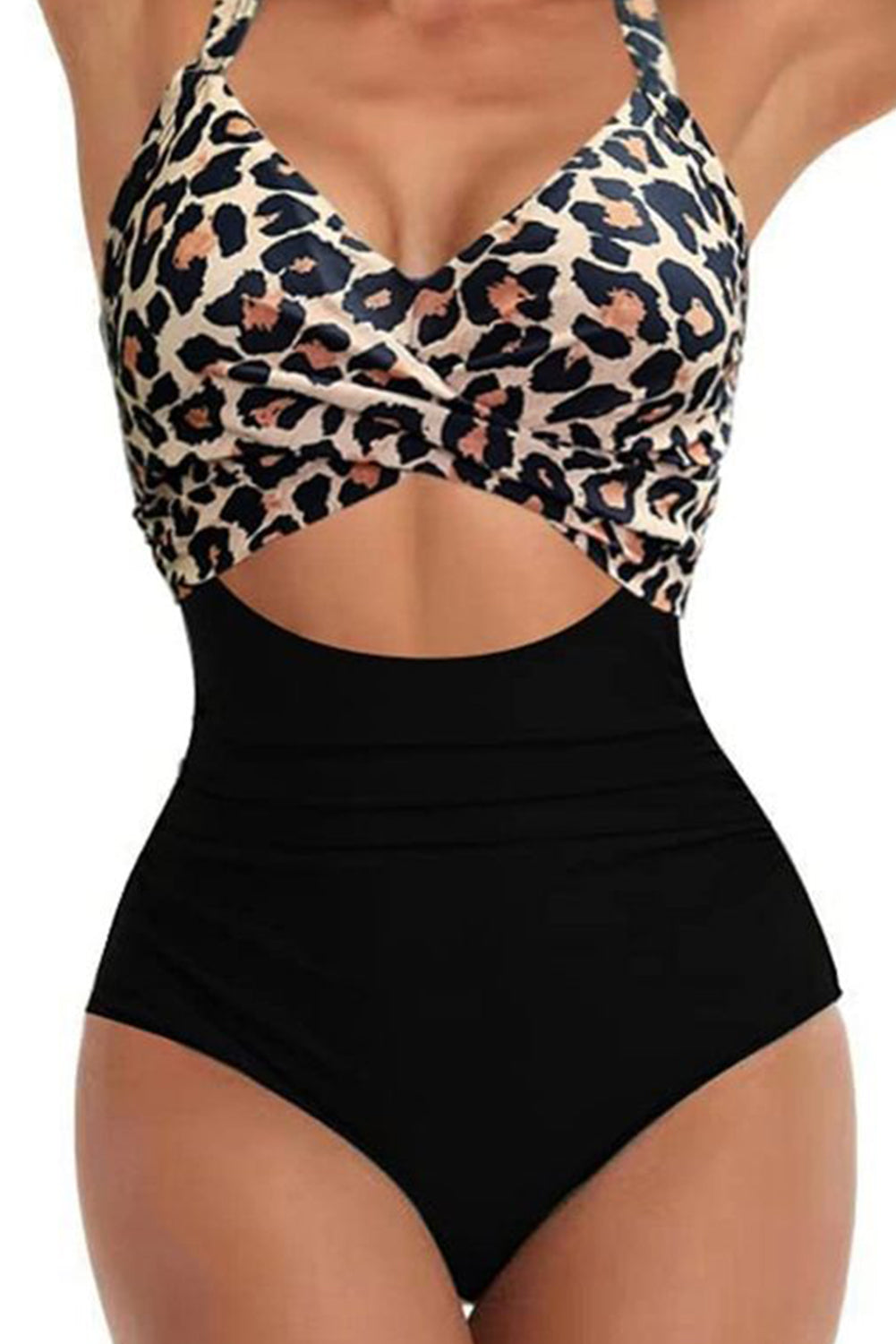 Cutout One-Piece Swimsuit available in Hot pink and Leopard.