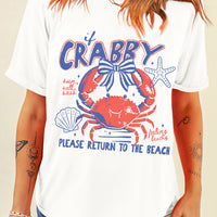White Coquette Crabby Vacation Graphic Tee