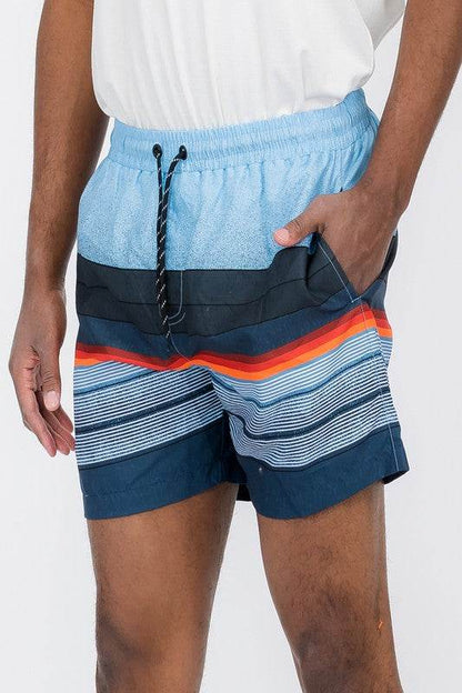 Blue Gradient Stripe Swim Shorts