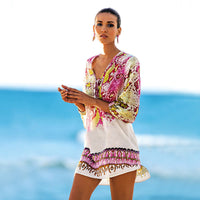 Santorini Printed Beach Cover-Up Dress