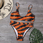 Orange &  Black Tiger Print Bikini Set