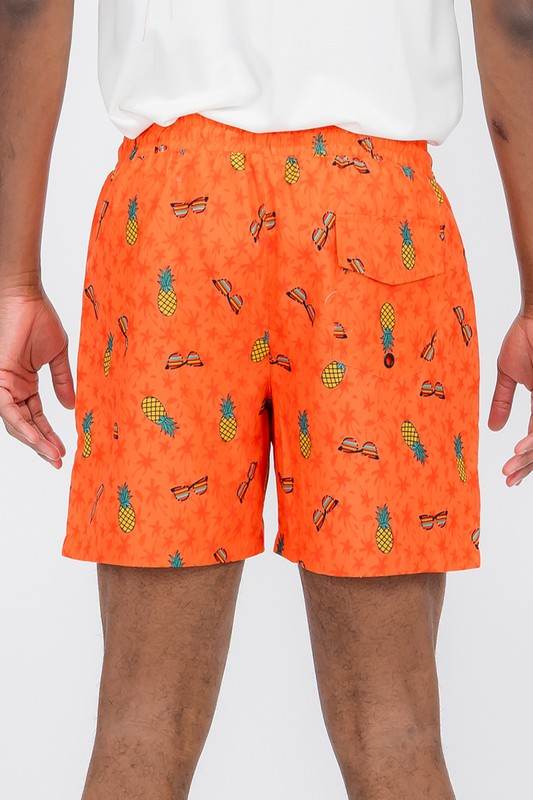 Orange Pineapple & Sunglasses Swim Trunks