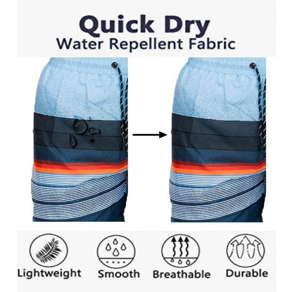 Blue Gradient Stripe Swim Shorts