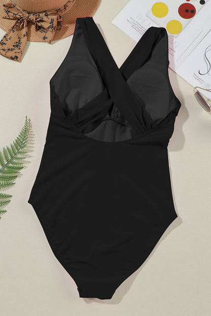 Crisscross Wide Strap One-Piece Swimwear Hot pink or Black