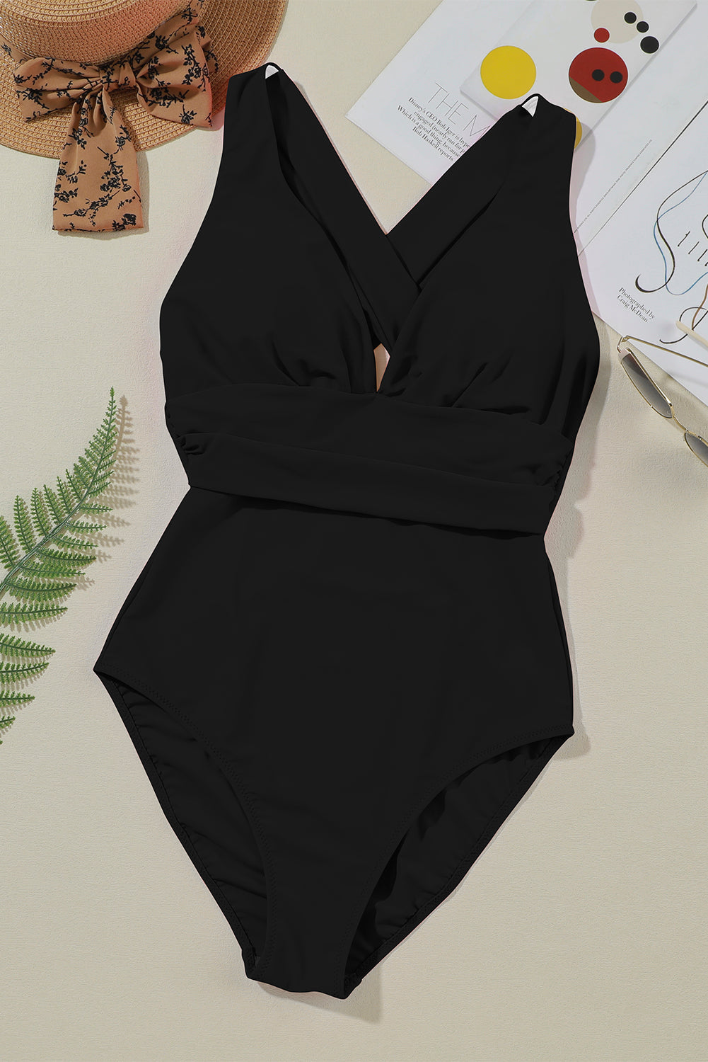 Crisscross Wide Strap One-Piece Swimwear Hot pink or Black