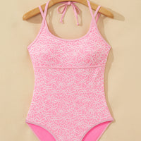 Petal Bliss Textured Halter One-Piece Swimsuit