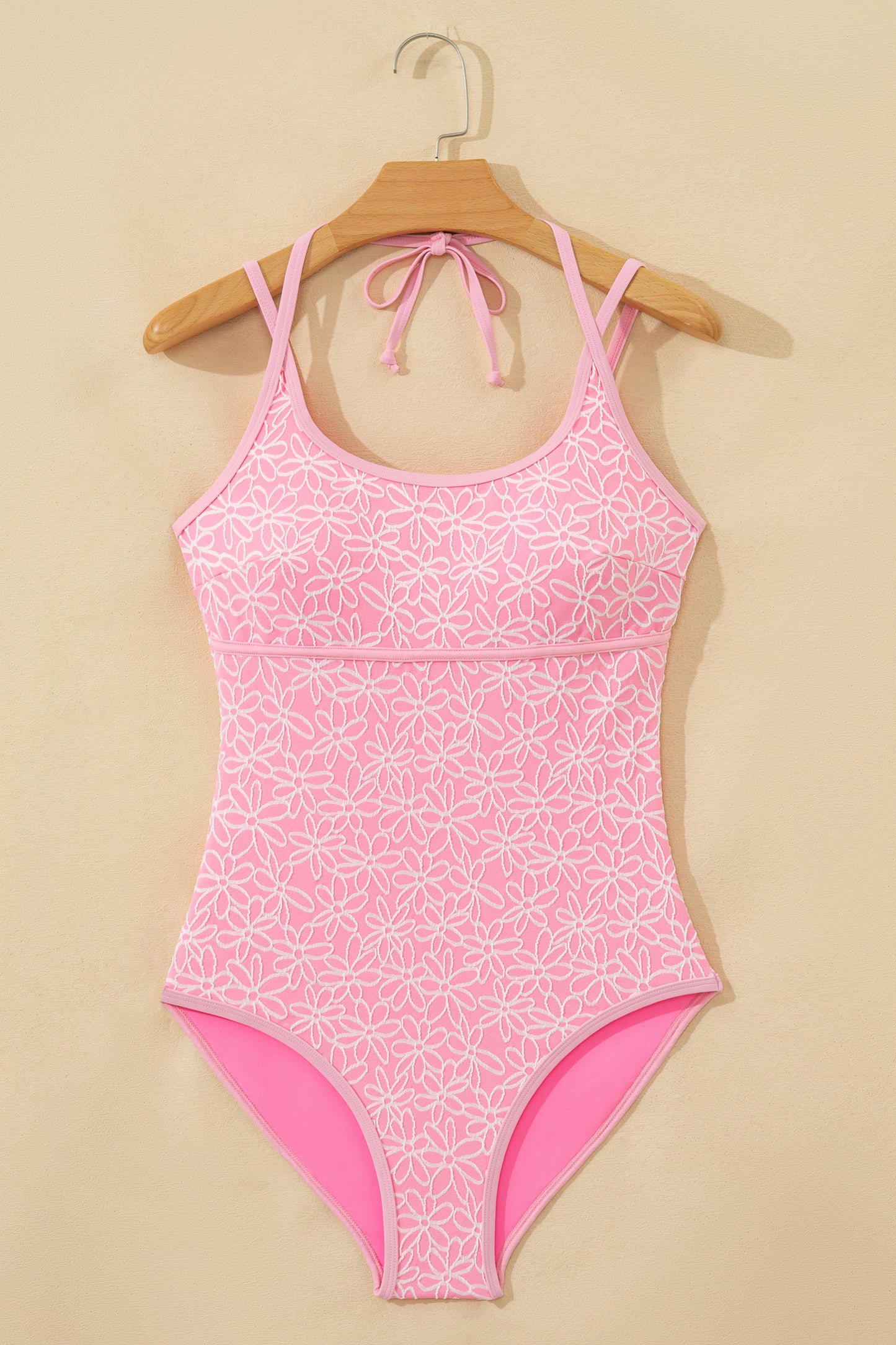 Petal Bliss Textured Halter One-Piece Swimsuit