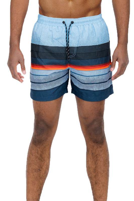 Blue Gradient Stripe Swim Shorts