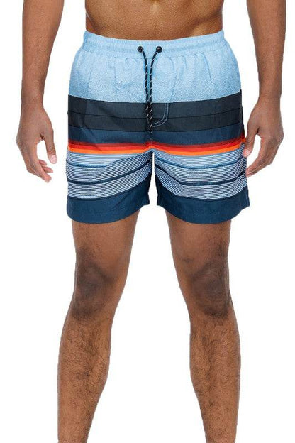 Blue Gradient Stripe Swim Shorts