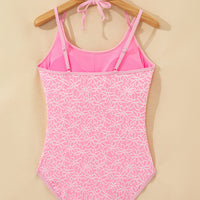 Petal Bliss Textured Halter One-Piece Swimsuit