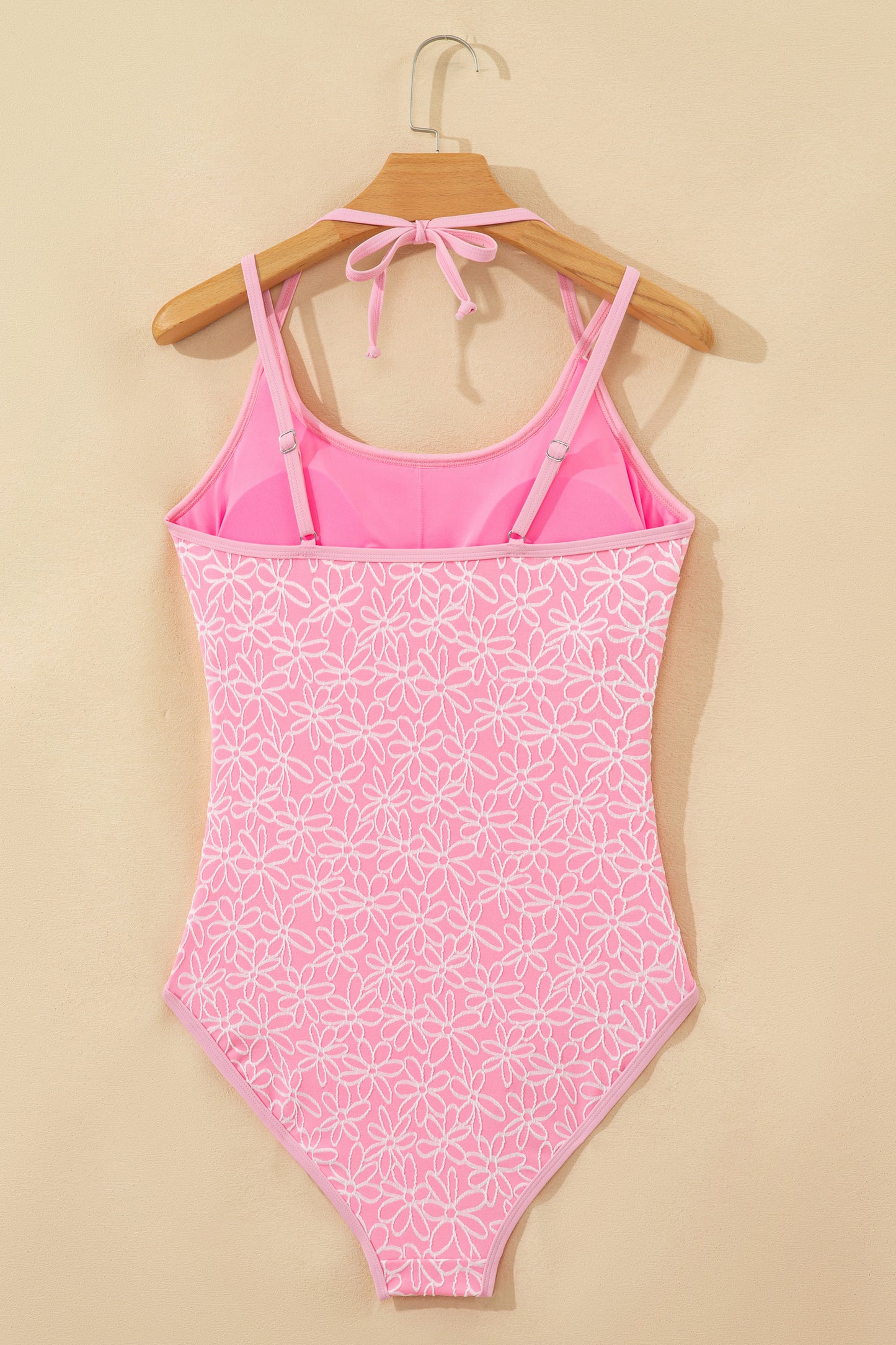 Petal Bliss Textured Halter One-Piece Swimsuit