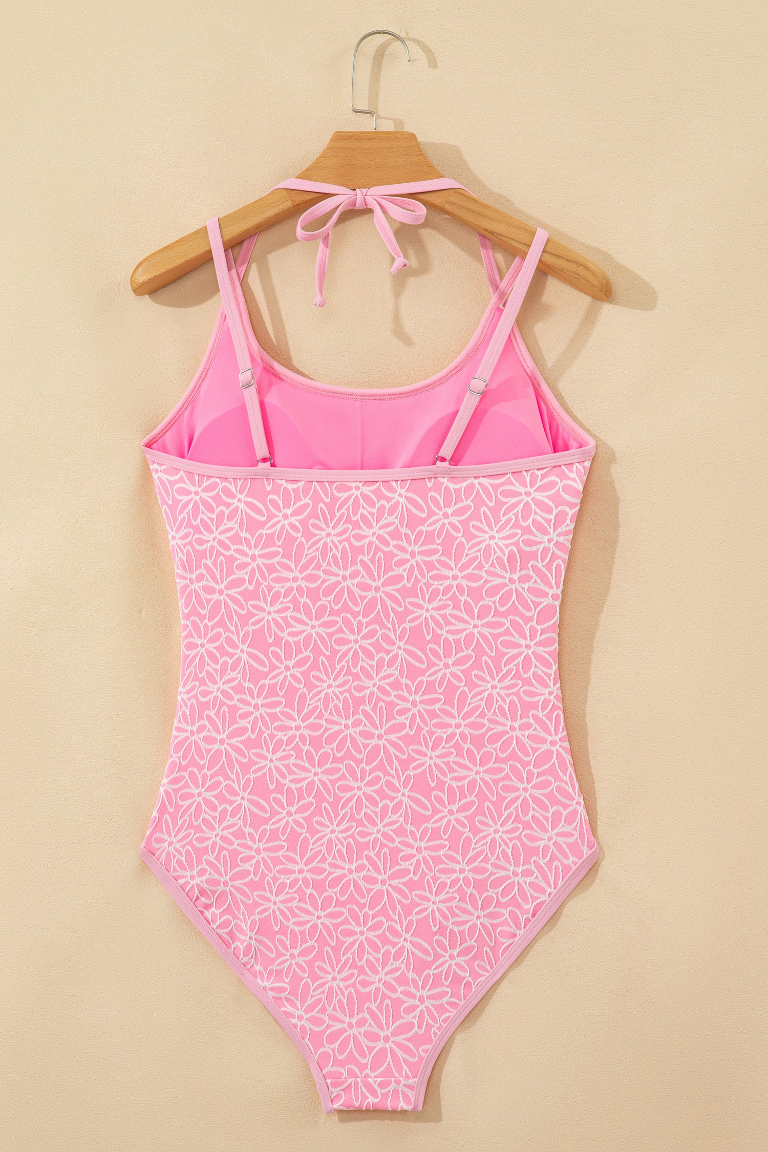 Petal Bliss Textured Halter One-Piece Swimsuit