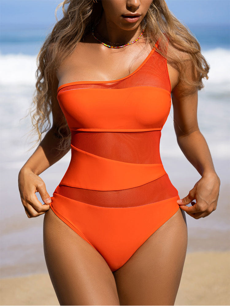 Sunset Glow Mesh One-Piece Swimsuit