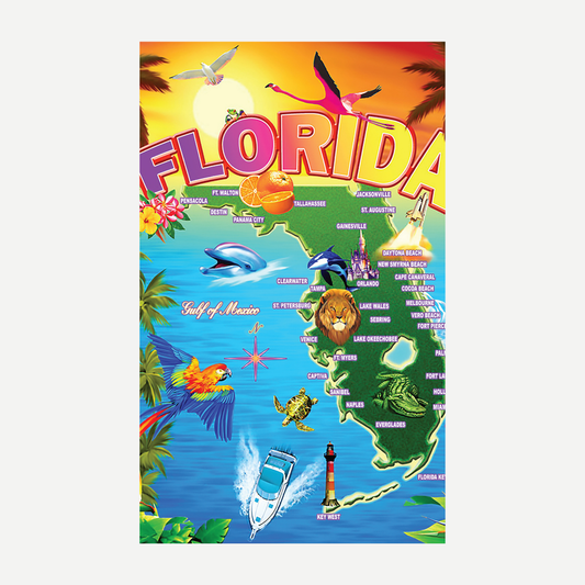 Florida Map Beach Towel