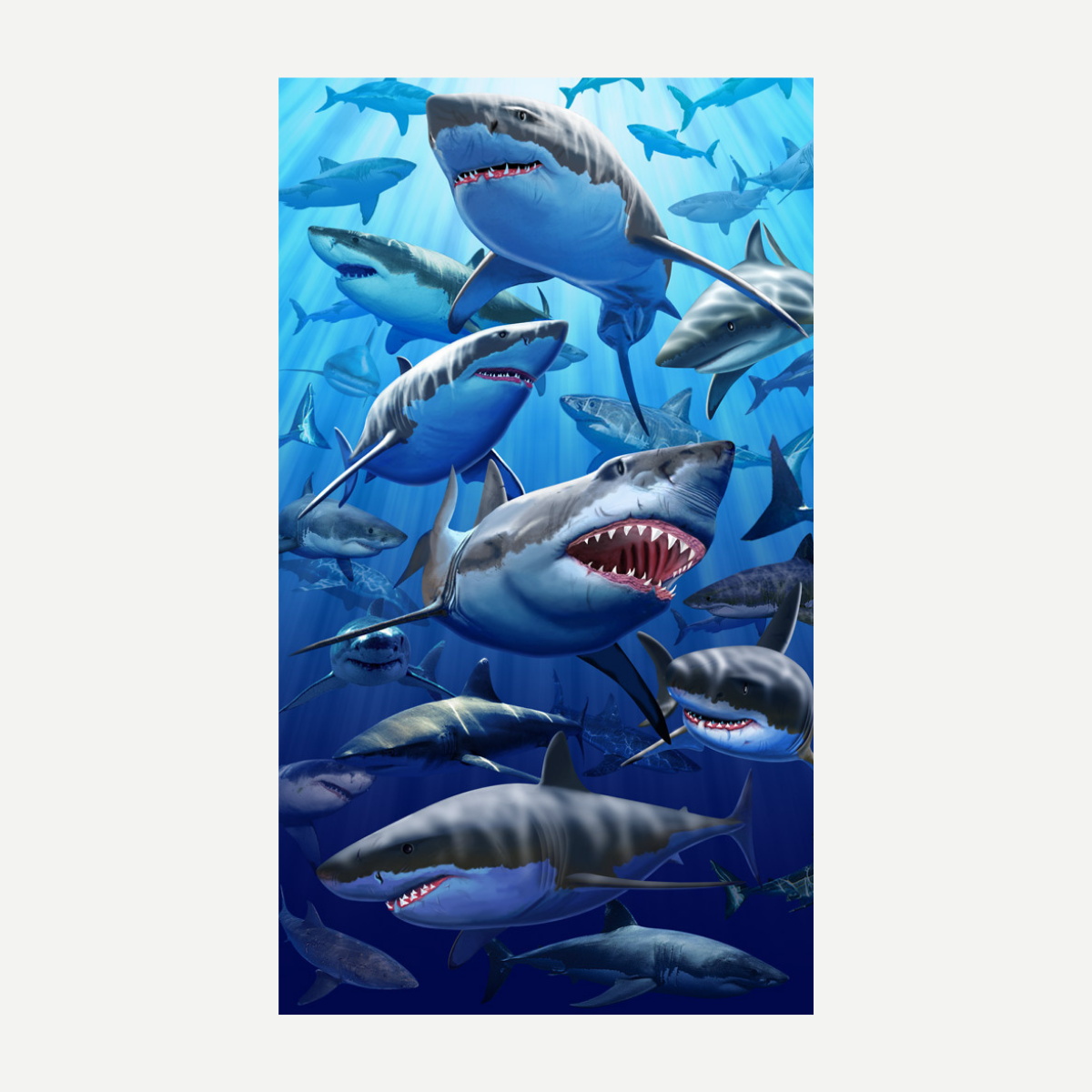 Great White Sharks Beach Towel