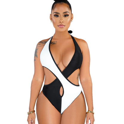 Two Toned Trendy Women's  Swim Suit Set