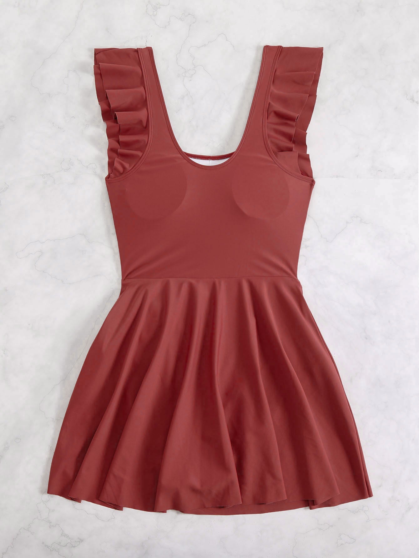Coastal Charm Plus Size Ruffle Swim Dress