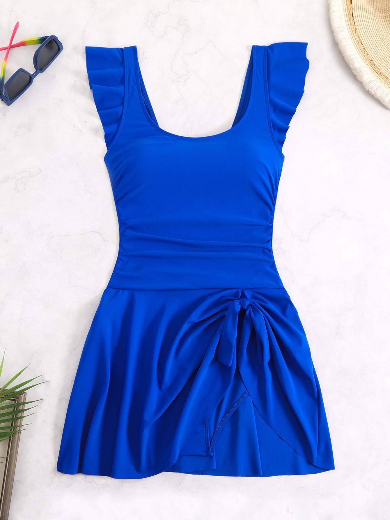 Coastal Charm Plus Size Ruffle Swim Dress