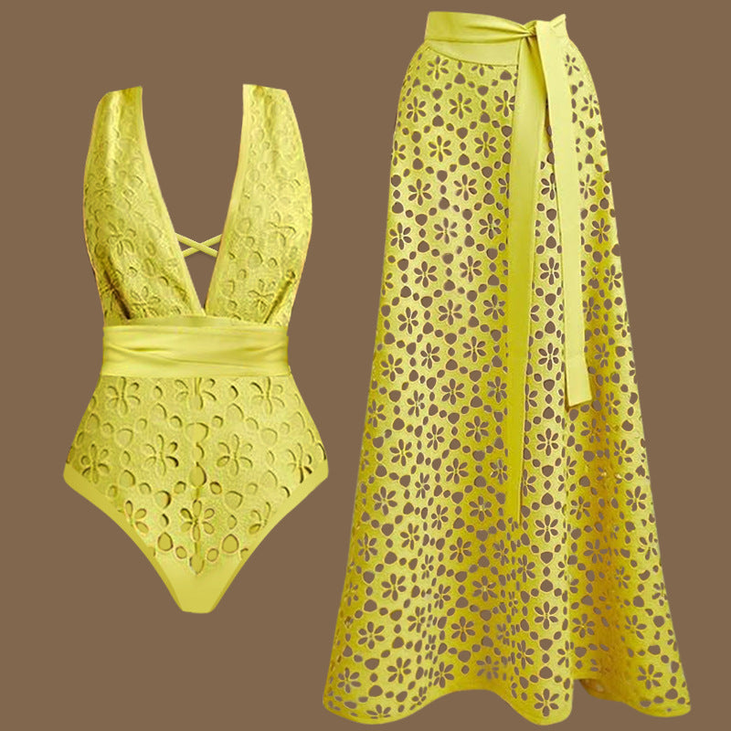 Riviera Romance Swimsuit & Maxi Skirt Set