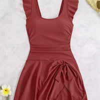 Coastal Charm Plus Size Ruffle Swim Dress