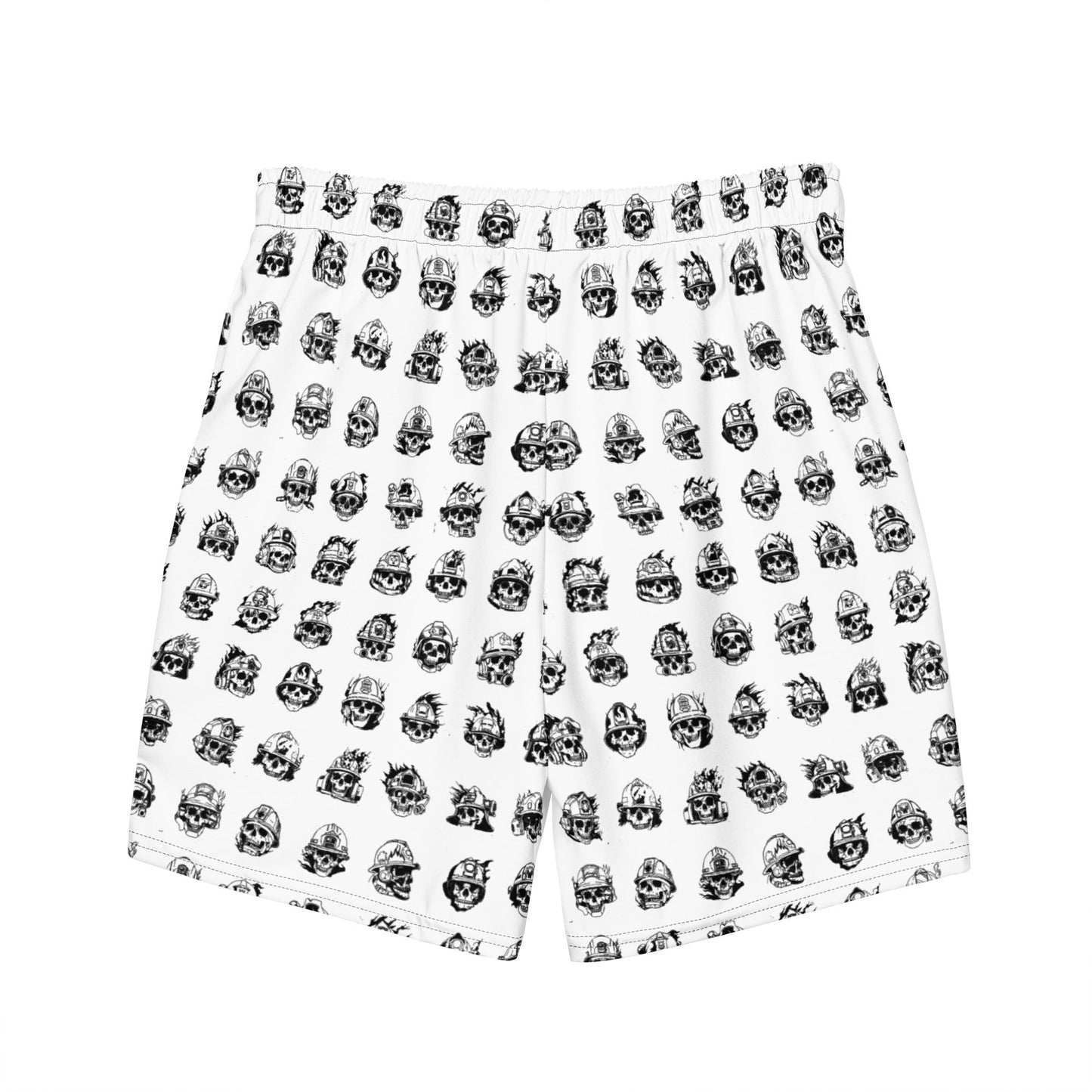 Skull Helmet Pattern Athletic Shorts – Black & White Graphic Shorts