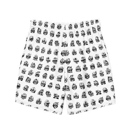 Skull Helmet Pattern Athletic Shorts – Black & White Graphic Shorts