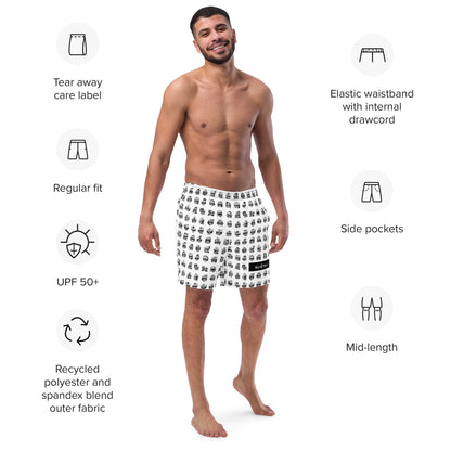 Skull Helmet Pattern Athletic Shorts – Black & White Graphic Shorts