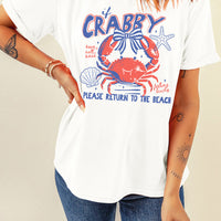 White Coquette Crabby Vacation Graphic Tee