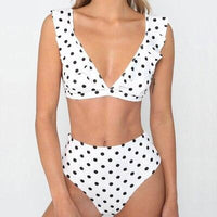 Vintage Black White Poka-Dot  Bikini High Waist Swimwear
