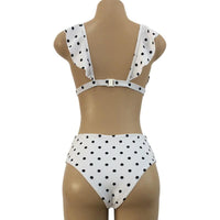 Vintage Black White Poka-Dot  Bikini High Waist Swimwear
