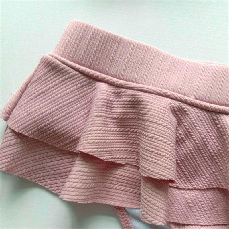 Bandeau Ruffle Bikini Set Blush Pink or Blue
