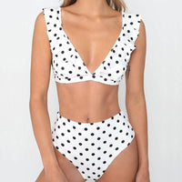 Vintage Black White Poka-Dot  Bikini High Waist Swimwear