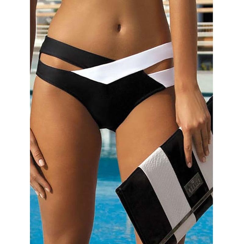 Black and White Women High Waist Bikini Swimsuit